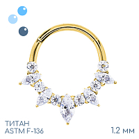 Кольцо-кликер Petals 5K Crystal Gold 1.2 мм (16 G)